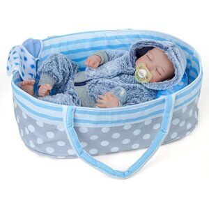 20inch Full Body Vinyl Newborn Baby Dolls Poseable Limbs Leo with bassinet Boy